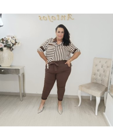 Pantalón Clásico Elástico con Detalle de Lazada y Bolsillos Prácticos Pantalón Clásico Elástico con Detalle de Lazada y Bolsillos Prácticos