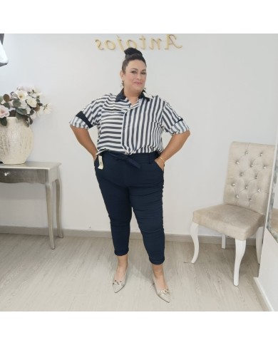 Pantalón Clásico Elástico con Detalle de Lazada y Bolsillos Prácticos Pantalón Clásico Elástico con Detalle de Lazada y Bolsillos Prácticos