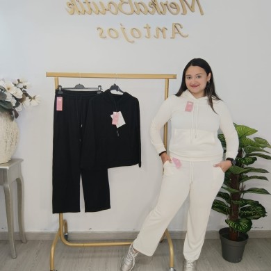 Conjunto Deportivo Angorina: Sudadera y Pantalón Corte Recto Conjunto Deportivo Angorina: Sudadera y Pantalón Corte Recto