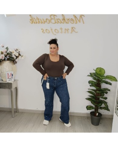 Pantalón Vaquero Brillo Campana: Estilo y Comodidad en Denim Pantalón Vaquero Brillo Campana: Estilo y Comodidad en Denim